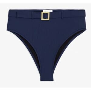 We Wore What Women's Emily Belted Bikini Bottom Navy Size XL NWT